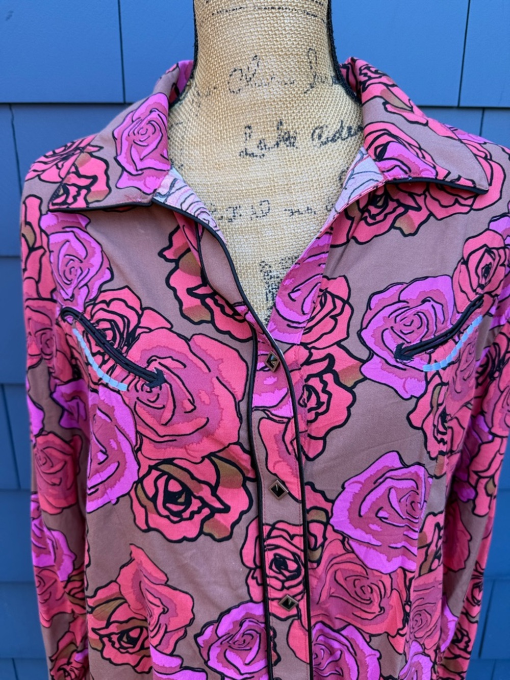 Wrangler Pink and Brown Floral Button-Up Top XXL western rodeo - Picture 2 of 10